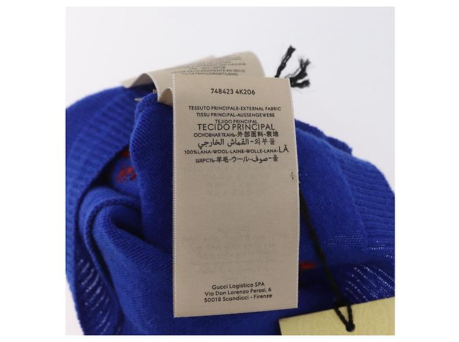 GUCCI GG Canvas gestrickte Stoffmütze L Blau 748423 Auth bs33380 - Ansicht 10
