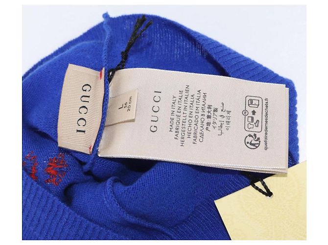 GUCCI GG Canvas gestrickte Stoffmütze L Blau 748423 Auth bs33380 - Ansicht 9