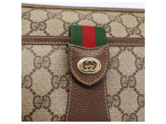 Borsa Sherry Line GG Supreme Web di GUCCI in PVC beige e oro 89 02 032 Auth BA10447 D'oro - vista 15