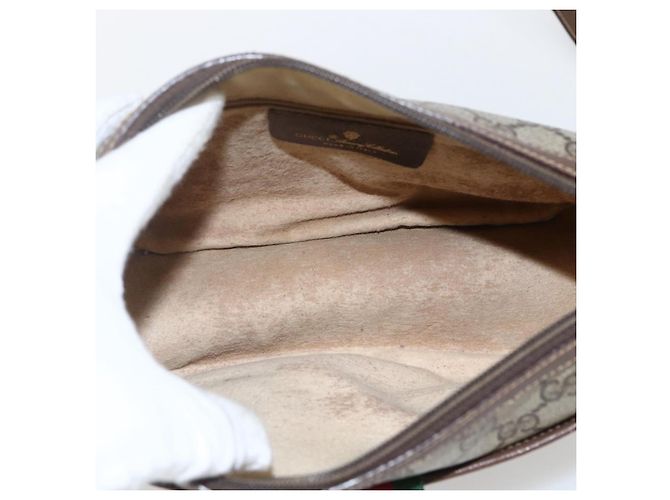 Borsa Sherry Line GG Supreme Web di GUCCI in PVC beige e oro 89 02 032 Auth BA10447 D'oro - vista 17