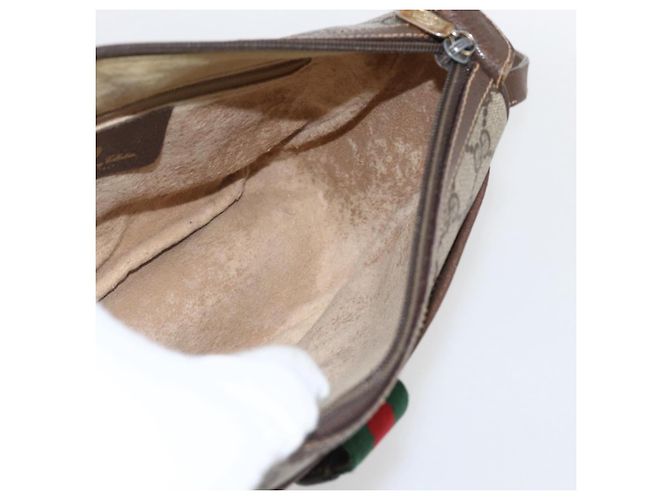 Borsa Sherry Line GG Supreme Web di GUCCI in PVC beige e oro 89 02 032 Auth BA10447 D'oro - vista 18