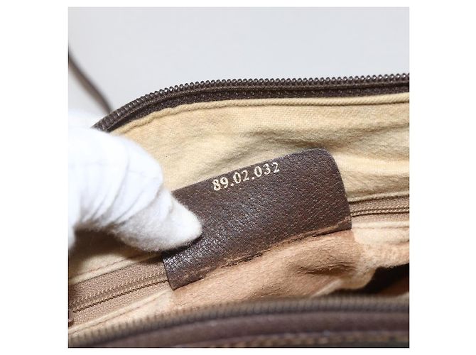Borsa Sherry Line GG Supreme Web di GUCCI in PVC beige e oro 89 02 032 Auth BA10447 D'oro - vista 23