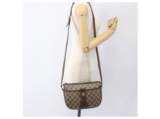 Borsa Sherry Line GG Supreme Web di GUCCI in PVC beige e oro 89 02 032 Auth BA10447 D'oro - vista 24