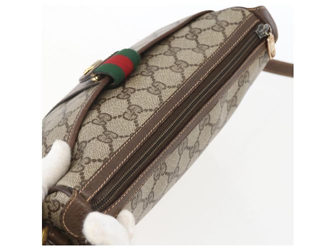 Borsa Sherry Line GG Supreme Web di GUCCI in PVC beige e oro 89 02 032 Auth BA10447 D'oro - vista 6