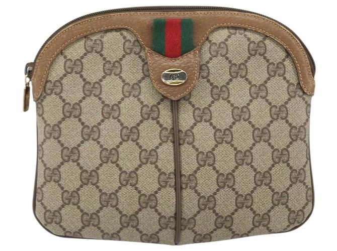 Borsa Sherry Line GG Supreme Web di GUCCI in PVC beige e oro 68 02 047 Auth 172006 D'oro - vista 2