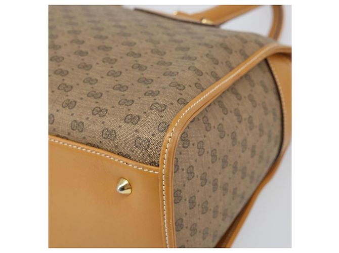 Gucci Borsa a mano Micro GG Supreme in PVC beige e oro 002 58 0219 Auth BA10396 D'oro - vista 10