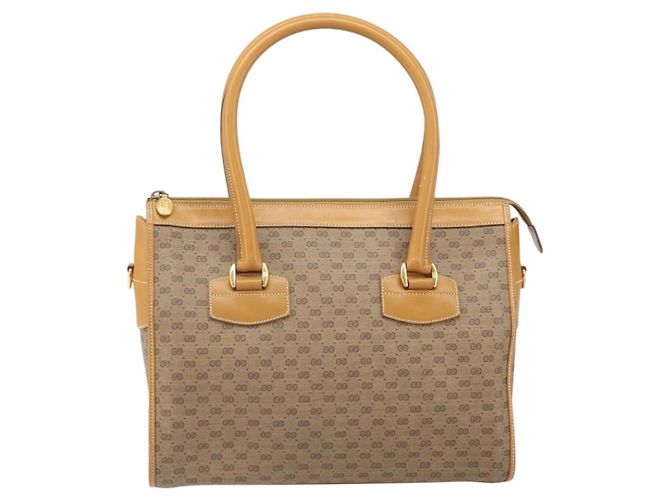 Gucci Borsa a mano Micro GG Supreme in PVC beige e oro 002 58 0219 Auth BA10396 D'oro - vista 2