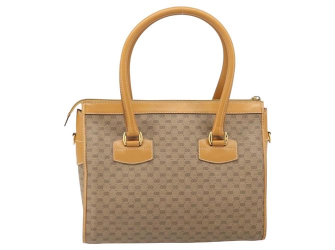 Gucci Borsa a mano Micro GG Supreme in PVC beige e oro 002 58 0219 Auth BA10396 D'oro - vista 3