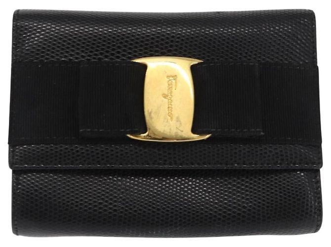 Borsa a Spalla Vara Ribbon in Pelle Salvatore Ferragamo Oro Nero Auth 171668 - vista 2