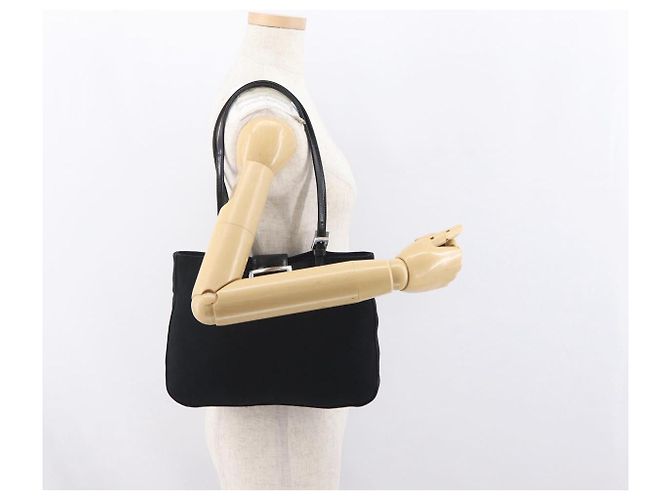 FENDI Mamma Baguette Borsa Tote Nylon Nero Argento Auth 171610 - vista 23