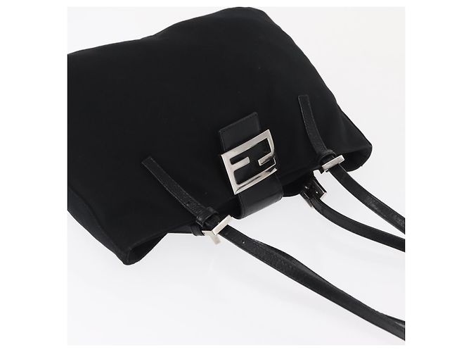 FENDI Mamma Baguette Borsa Tote Nylon Nero Argento Auth 171610 - vista 6
