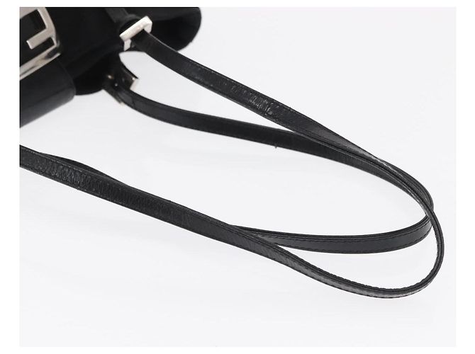 FENDI Mamma Baguette Borsa Tote Nylon Nero Argento Auth 171610 - vista 7