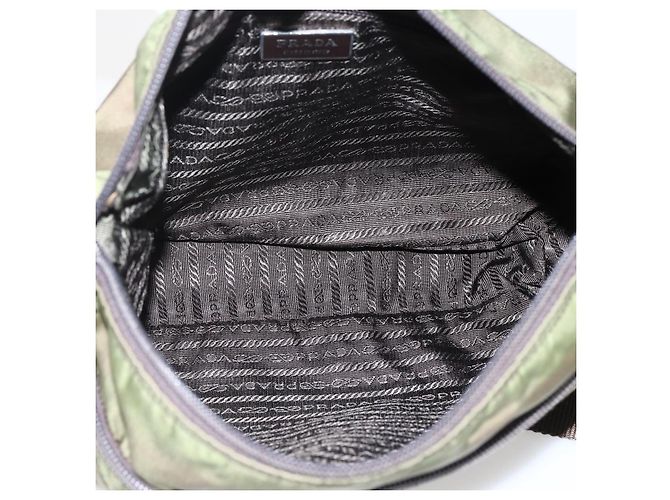 PRADA Schultertasche Nylon Khaki Silber Authentisch bs33243 - Ansicht 11