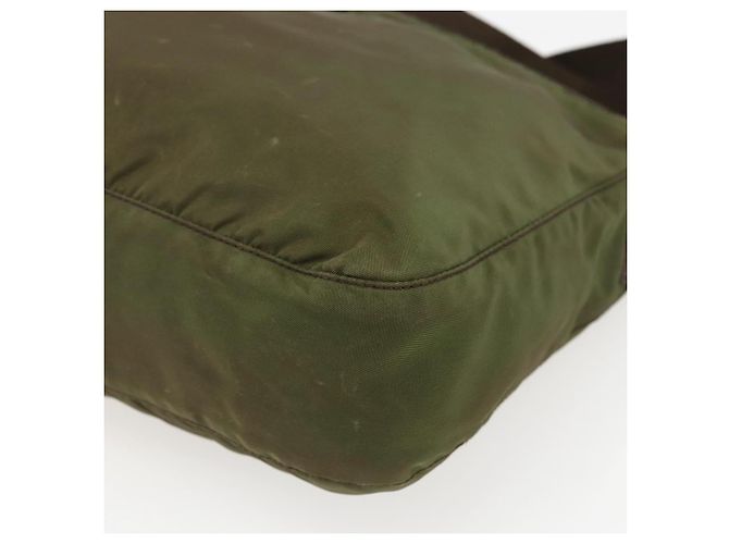 PRADA Schultertasche Nylon Khaki Silber Authentisch bs33243 - Ansicht 14