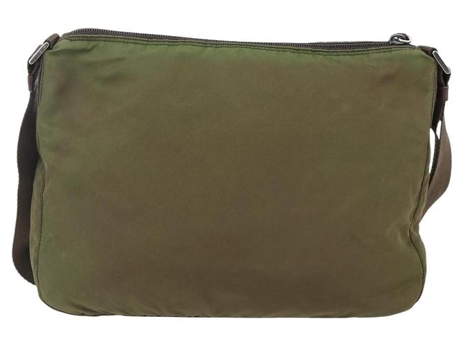 PRADA Schultertasche Nylon Khaki Silber Authentisch bs33243 - Ansicht 2