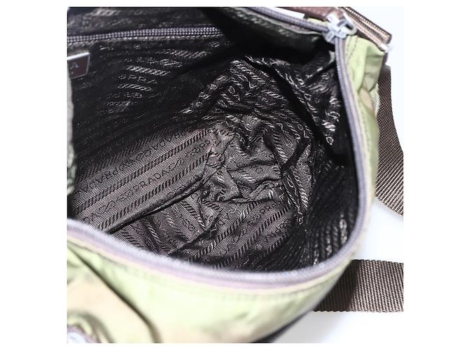 PRADA Schultertasche Nylon Khaki Silber Authentisch bs33243 - Ansicht 20
