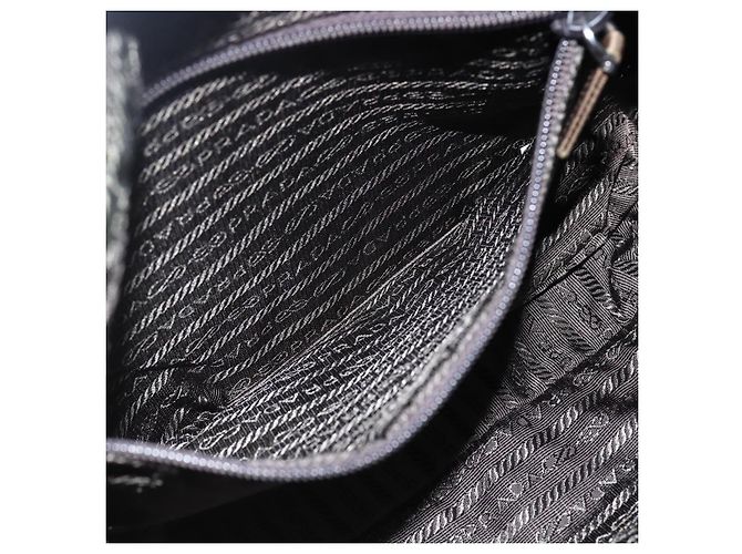 PRADA Schultertasche Nylon Khaki Silber Authentisch bs33243 - Ansicht 23