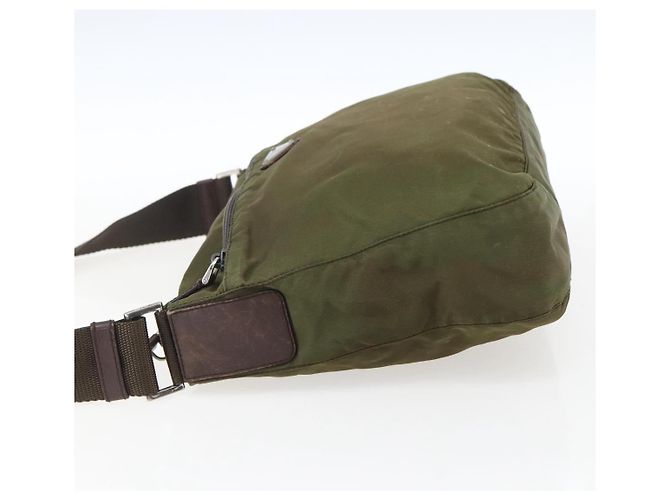 PRADA Schultertasche Nylon Khaki Silber Authentisch bs33243 - Ansicht 3