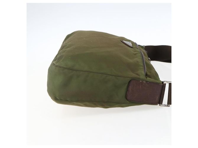 PRADA Schultertasche Nylon Khaki Silber Authentisch bs33243 - Ansicht 4