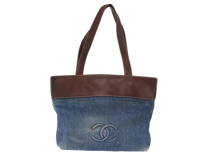 Borsa Tote CHANEL Denim Blu CC Auth BA10505 - vista 2