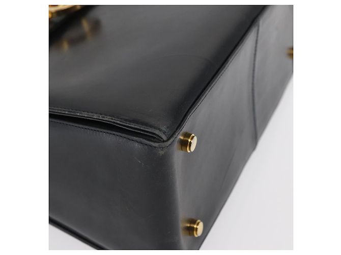 Borsa a mano in pelle Gancini Salvatore Ferragamo 2 in 1 Blu Navy Oro Auth 170776 - vista 12