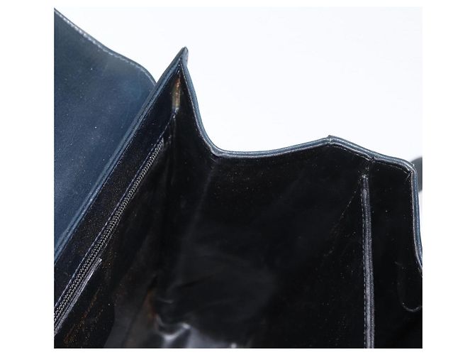 Borsa a mano in pelle Gancini Salvatore Ferragamo 2 in 1 Blu Navy Oro Auth 170776 - vista 21