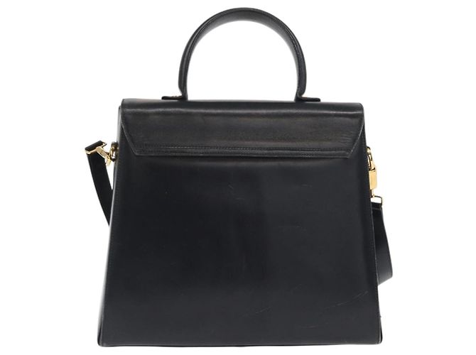 Borsa a mano in pelle Gancini Salvatore Ferragamo 2 in 1 Blu Navy Oro Auth 170776 - vista 3