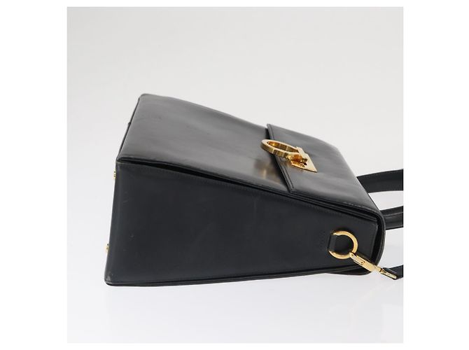 Borsa a mano in pelle Gancini Salvatore Ferragamo 2 in 1 Blu Navy Oro Auth 170776 - vista 4