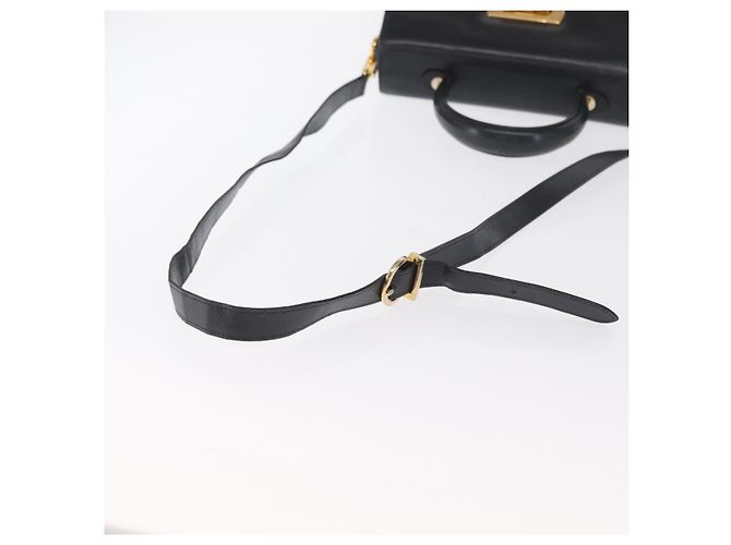 Borsa a mano in pelle Gancini Salvatore Ferragamo 2 in 1 Blu Navy Oro Auth 170776 - vista 9