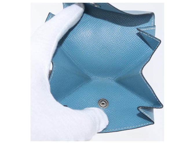 Hermès Porta-moedas HERMES Van Cator em couro 4 peças azul claro laranja branco Auth 165957 - vista 10