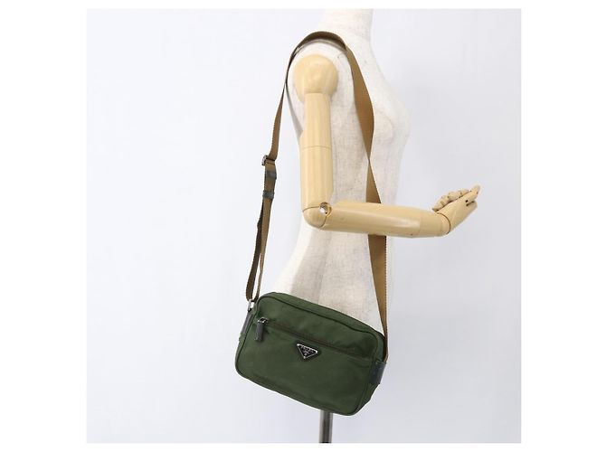 Borsa a Spalla PRADA in Nylon Verde Argento Autentica ti3679 - vista 25