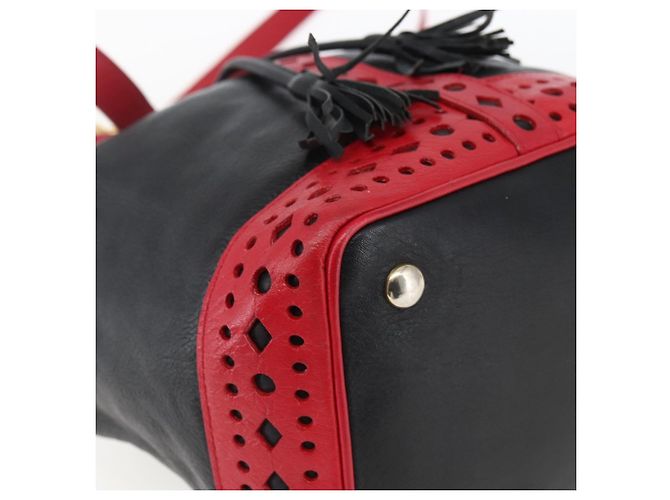 SAINT LAURENT Bolso de Hombro Cuero Negro Rojo Oro Auth 171068V Roja Dorado - vista 11