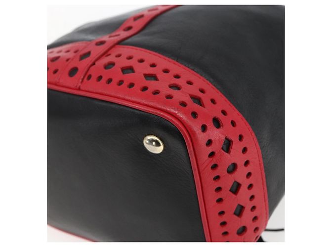 SAINT LAURENT Bolso de Hombro Cuero Negro Rojo Oro Auth 171068V Roja Dorado - vista 12
