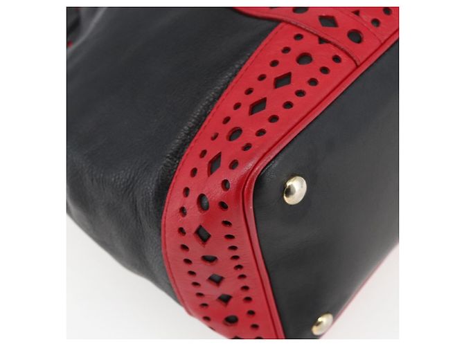 SAINT LAURENT Bolso de Hombro Cuero Negro Rojo Oro Auth 171068V Roja Dorado - vista 13