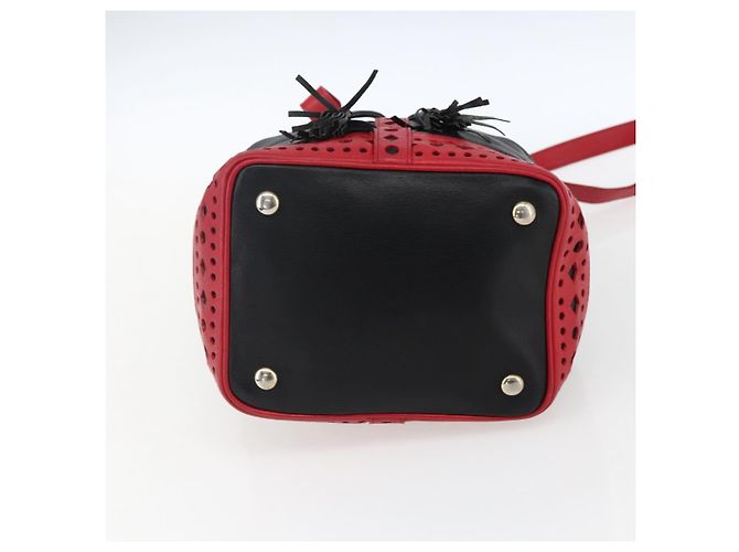 SAINT LAURENT Bolso de Hombro Cuero Negro Rojo Oro Auth 171068V Roja Dorado - vista 9