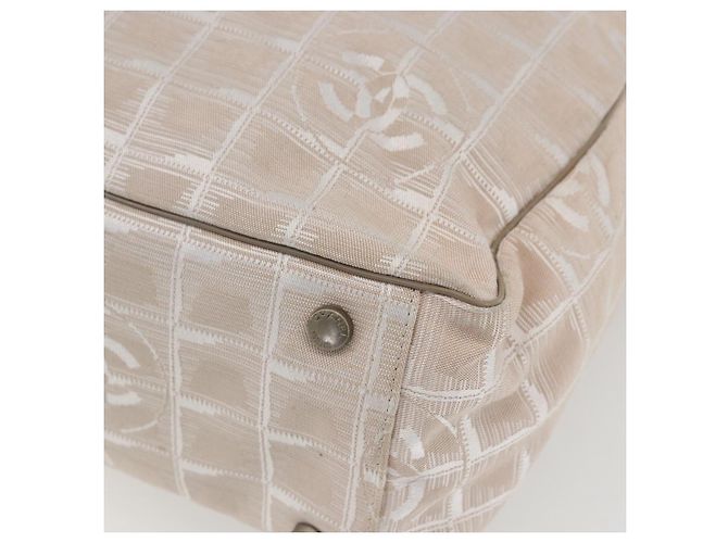 CHANEL Nuova Borsa Tote da Viaggio Nylon Beige Argento CC Auth BA10644 - vista 12