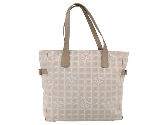 CHANEL Nuova Borsa Tote da Viaggio Nylon Beige Argento CC Auth BA10644 - vista 2
