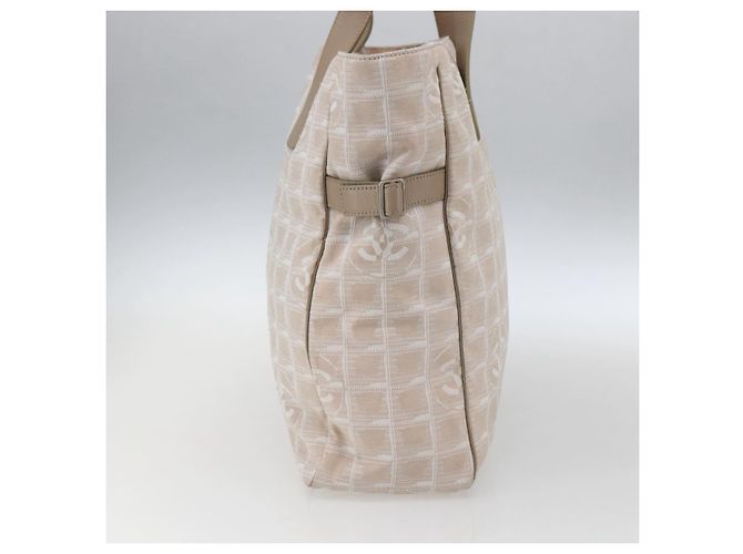CHANEL Nuova Borsa Tote da Viaggio Nylon Beige Argento CC Auth BA10644 - vista 4
