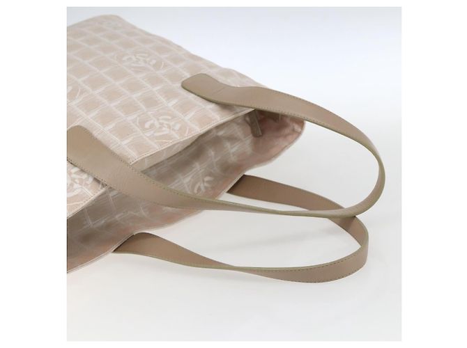 CHANEL Nuova Borsa Tote da Viaggio Nylon Beige Argento CC Auth BA10644 - vista 7