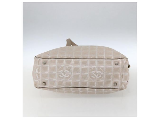 CHANEL Nuova Borsa Tote da Viaggio Nylon Beige Argento CC Auth BA10644 - vista 9