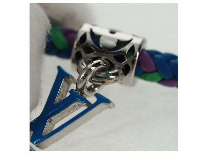 Bracciale dell'amicizia in ottone Louis Vuitton metallo blu M0967Z LV Auth 169944M - vista 11