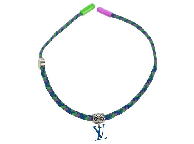 Bracciale dell'amicizia in ottone Louis Vuitton metallo blu M0967Z LV Auth 169944M - vista 13