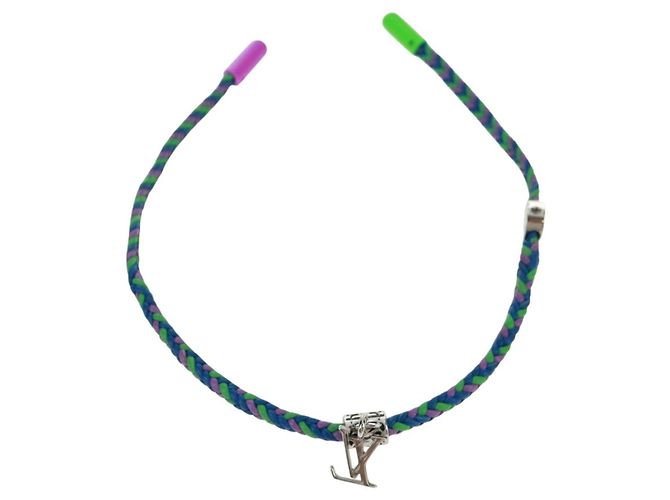 Bracciale dell'amicizia in ottone Louis Vuitton metallo blu M0967Z LV Auth 169944M - vista 6