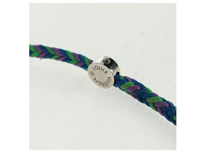 Bracciale dell'amicizia in ottone Louis Vuitton metallo blu M0967Z LV Auth 169944M - vista 8