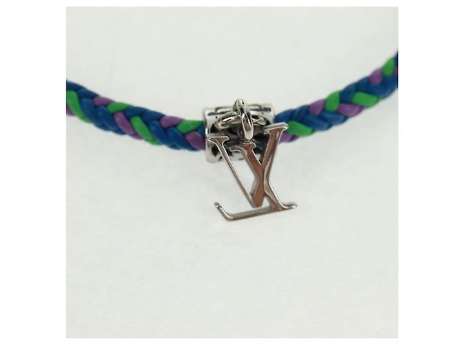 Bracciale dell'amicizia in ottone Louis Vuitton metallo blu M0967Z LV Auth 169944M - vista 9