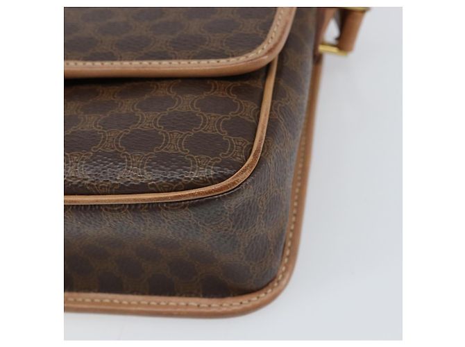 Céline Borsa a spalla circolare in tela Macadam CELINE in pelle PVC marrone oro Auth 169869 D'oro - vista 10