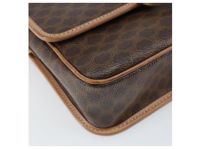 Céline Borsa a spalla circolare in tela Macadam CELINE in pelle PVC marrone oro Auth 169869 D'oro - vista 11