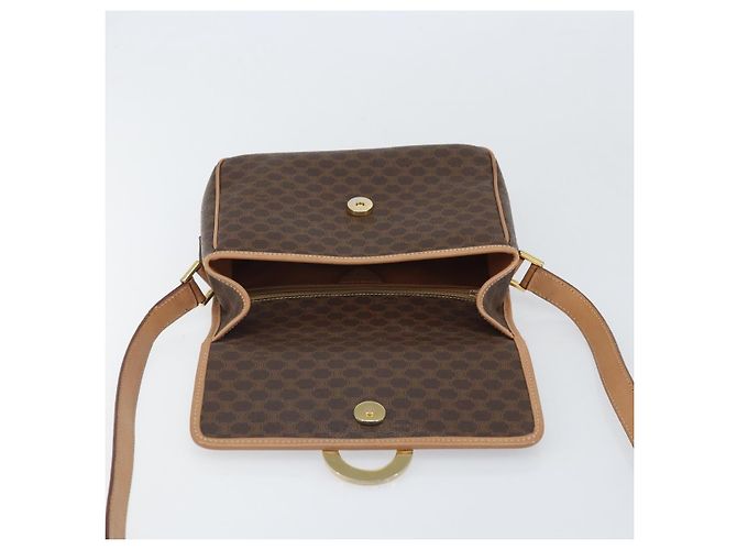 Céline Borsa a spalla circolare in tela Macadam CELINE in pelle PVC marrone oro Auth 169869 D'oro - vista 16