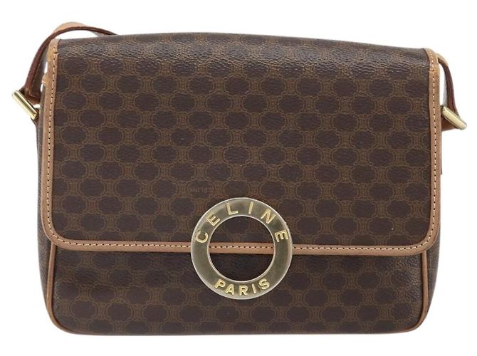 Céline Borsa a spalla circolare in tela Macadam CELINE in pelle PVC marrone oro Auth 169869 D'oro - vista 2