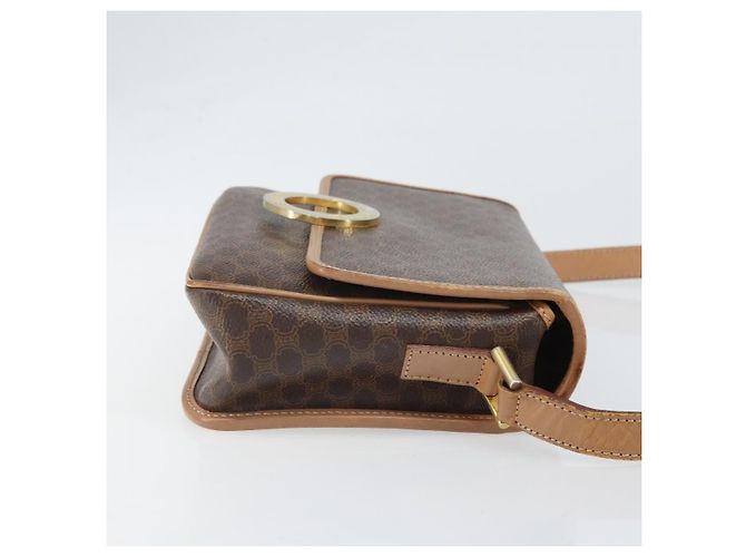 Céline Borsa a spalla circolare in tela Macadam CELINE in pelle PVC marrone oro Auth 169869 D'oro - vista 4